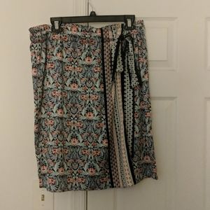 Patterned Faux Wrap Skirt